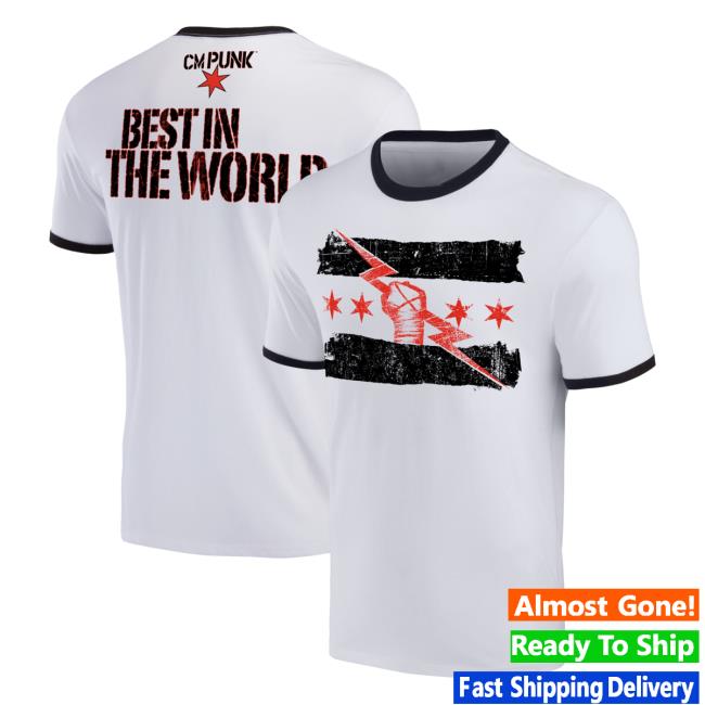Men's White/Black CM Punk Best In The World Ringer Shirt