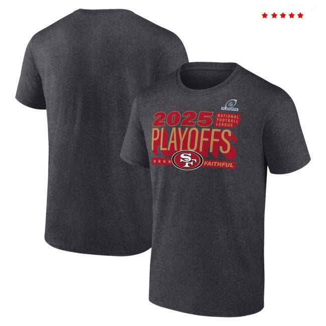 San Francisco 49ers 2025 NFL Football Playoffs Ready Heather Hoodie Drop