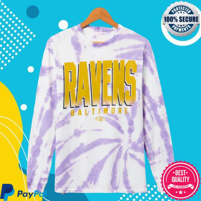Official Junk Food Apparel Clothing Store Shop Junkfoodclothing Baltimore Ravens Game Time Tie Dye Long Sleeve T-Shirts Purple Tie-Dye