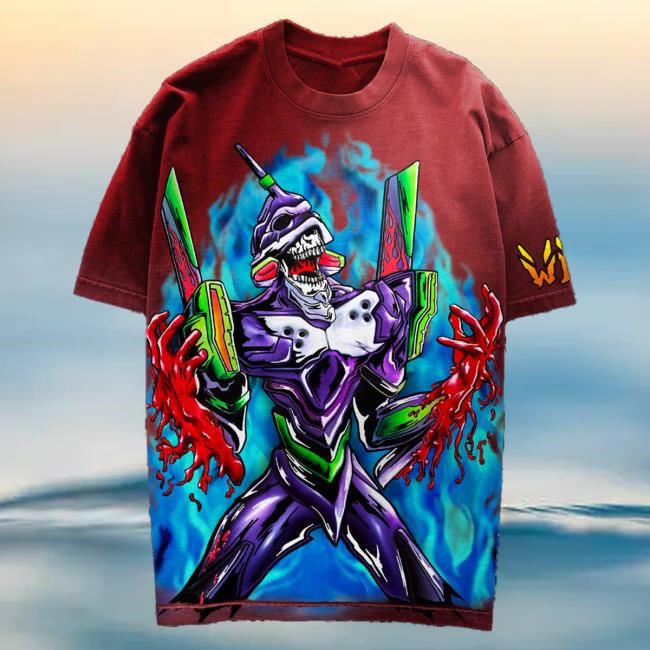 Official Warren Lotas Merch Store Purple Robot Top Shirt - Sunfaded Red