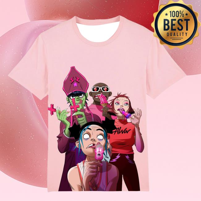 Gorillaz Official Store Pink Lollies Long Sleeve Tee