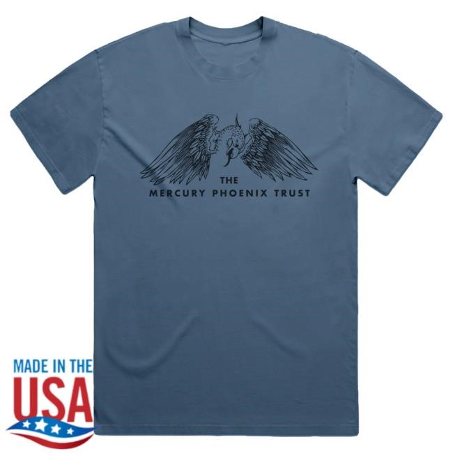 Official Queen Merch Store Mercury Phoenix Trust Logo Vintage Blue T Shirt
