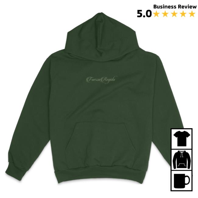Official Fuerza Regida Merch Store Fuerza Regida Script Heavyweight Pullover Sweatshirt - Green Fuerza Regida Clothing Shop FuerzaRegida