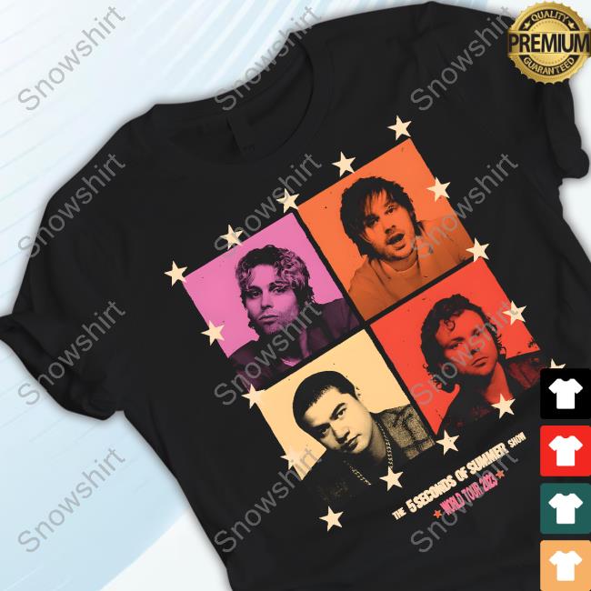 Official 5 Seconds Of Summer Merch World Tour 2023 5Sos Black Tee