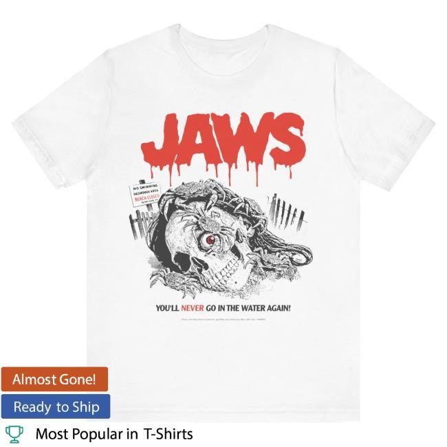 Jaws "No Swimming" Baby Blue Or White Dtg Vintage Style Dtg Tees Sadist Art Designs Official