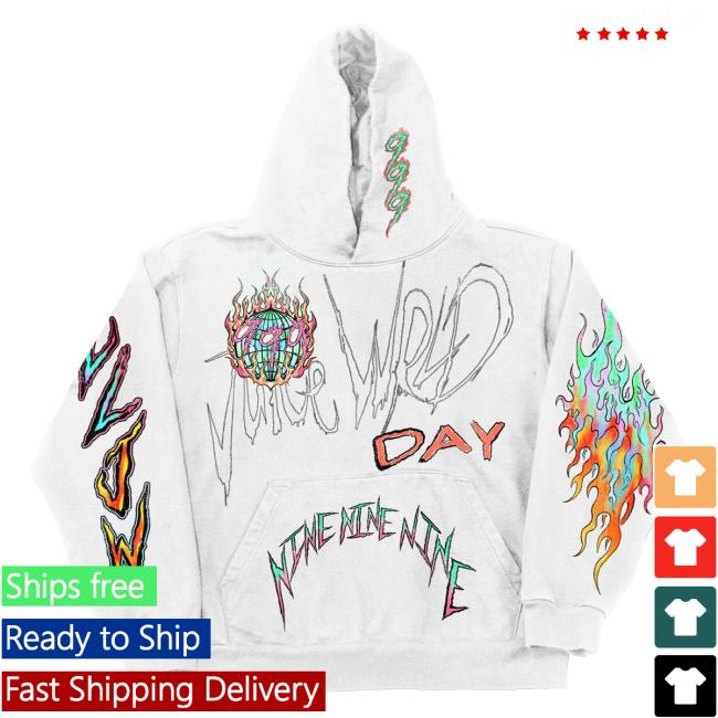 Official 999 Club Juice Wrld Merch Store Up In Flames Popover Hoodie White 999Club Clothing Juicewrld