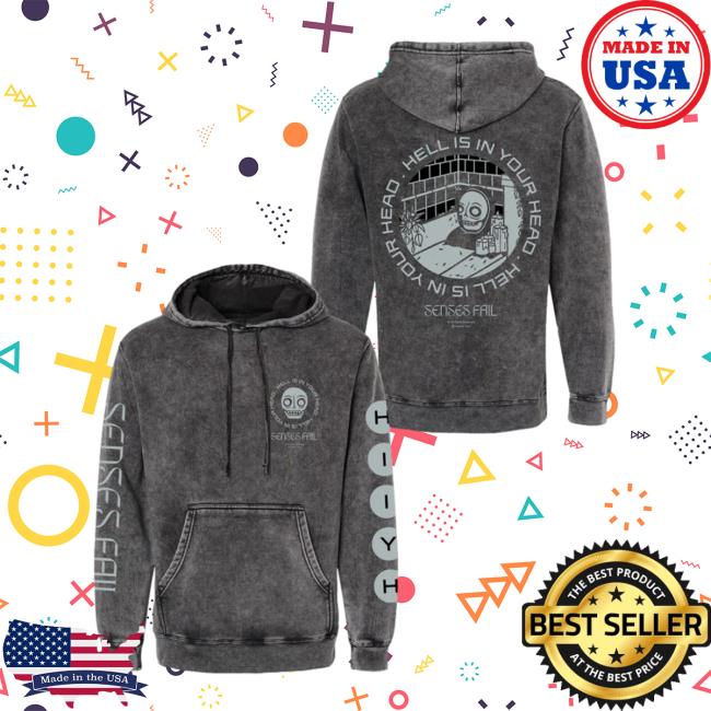 Official Senses Fail Mtd Merch Water Mineral Wash Hell Is In Your Head Tour Sweater