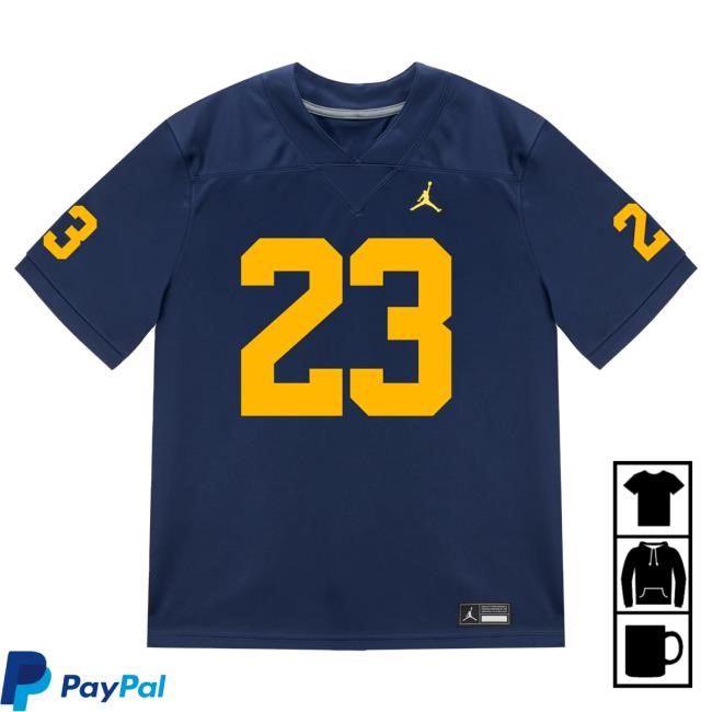 The M Den Michigan Wolverines #23 Jordan Marshall Student Athlete Blue Football Jersey Shirt