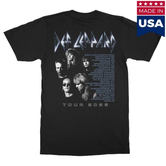 Official Def Leppard Merch Glow 2025 Tour Date Hot Shirt