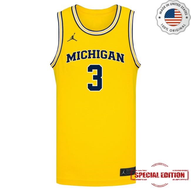 Michigan Wolverines #3 Elliot Cadeau Student Athlete Maize Basketball Jersey Top Shirt The M Den Shop Official