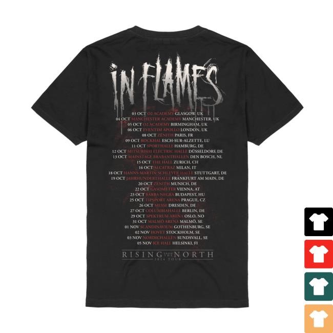 In Flames European Tour 2024 T Shirt In Flames Merch Shop