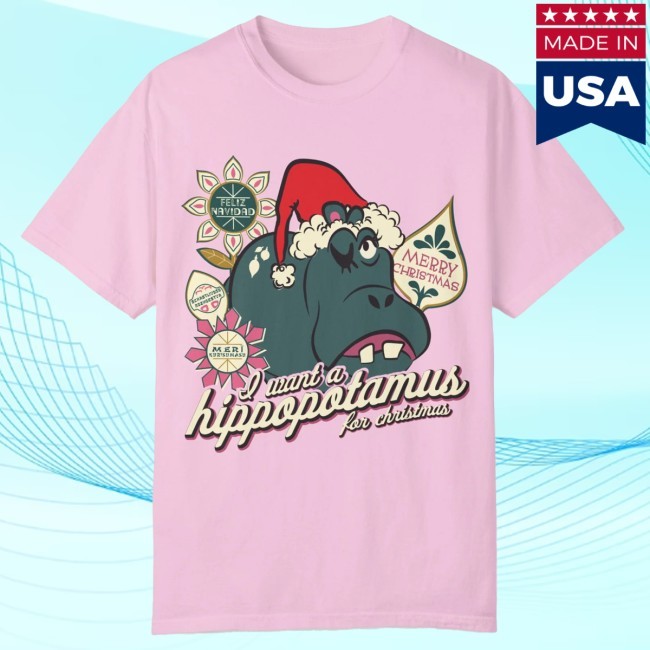 Thequirkymouse Hippo Christmas Comfort Colors Tee Shirt Thequirkymouse Hippo Christmas Comfort Colors Tee Shirt