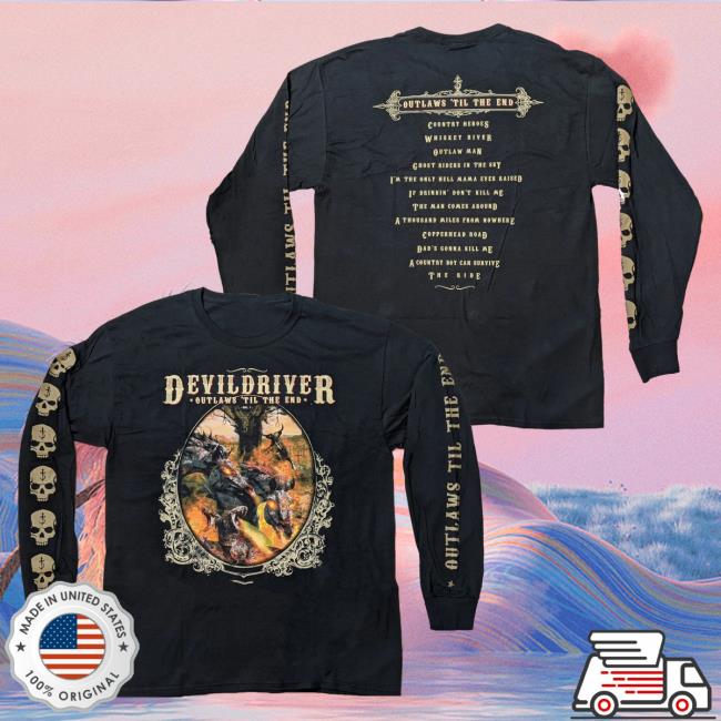 Official Night Shift Merch Store Devildriver - Outlaws Til The End Long Sleeve Tshirt NightShiftMerch