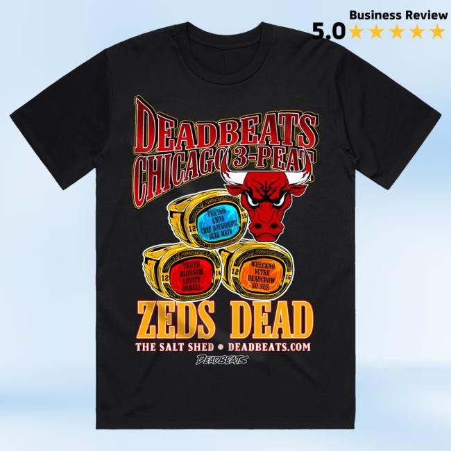 Official Deadbeats Apparel Merch Deadbeats - Chicago 3 Peat - Limited Edition Event Attractive Shirt - Black
