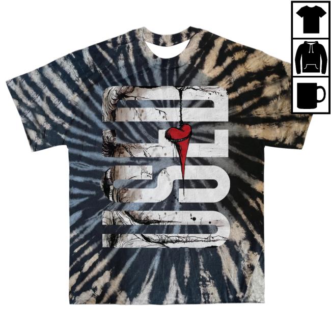 The Used Band Merch Shop Free Vertical Heart Dye Hoodie