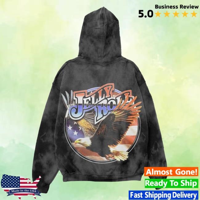 Official Jelly Roll Merch Store Jelly Roll 4Th Of July Eagle Black Dye Hoody