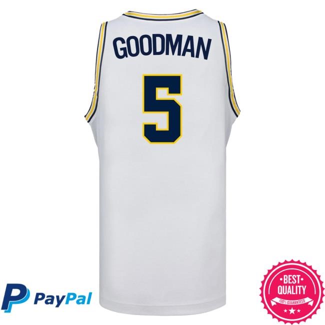 Michigan Wolverines #5 Oscar Goodman Student Athlete White Basketball Jersey Tshirt The M Den Shop Official
