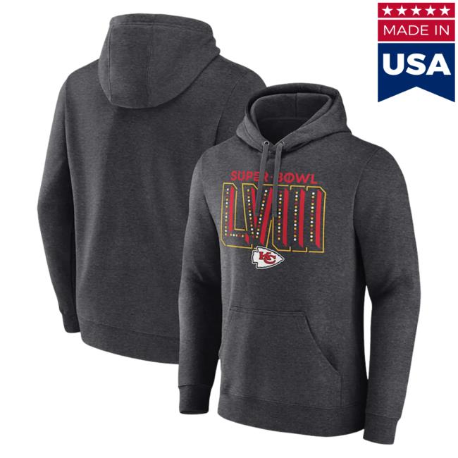 Official Rally House Merch Store RallyHouse Kansas City Chiefs Mens Charcoal 2023 Super Bowl Bound Local Long Sleeve Crew Rally House Apparel Clothing Shop
