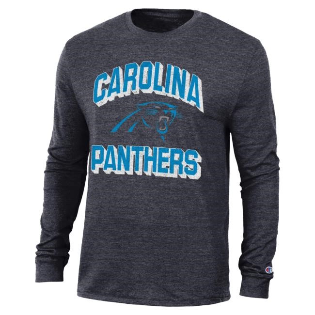 Black Champion NFL Football Carolina Panthers Tri-Blend Graphic