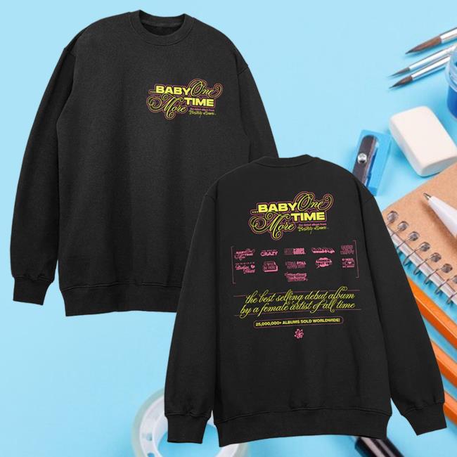 Official Britney Spears Merch Store Britney Spears ...Baby One More Time 25Th Track List Black Hoodies Britney Spears Apparel Clothing Shop BritneySpears