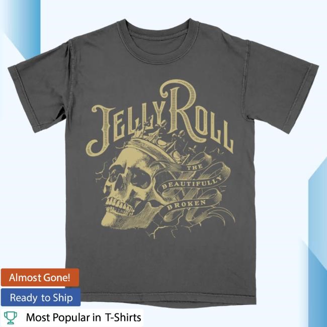 Official Jelly Roll Merch Store Jelly Roll Beautifully Broken Skull King Top Shirt