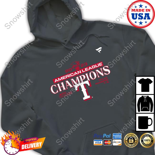 Official Texas Rangers Fanatics Branded 2023 American League Champions Locker Room Shirt Texas Rangers Fanatics Branded 2023 American League Champions Locker Room Tee Shirt