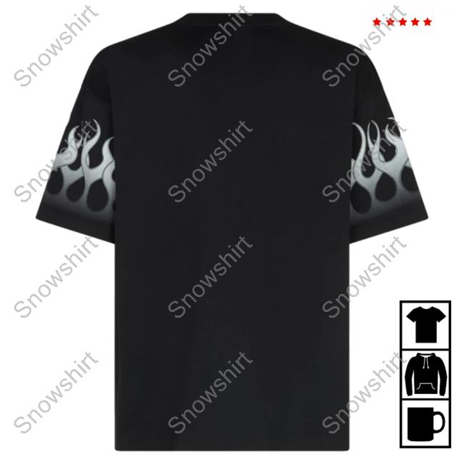 Official Vision Of Super Black T-Shirt With Grey Gradient Flames Official Vision Of Super Black T Shirt With Grey Gradient Flames