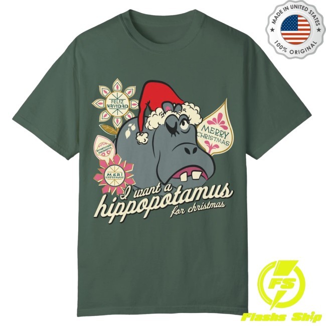 Thequirkymouse Hippo Christmas Comfort Colors Tee Shirt Thequirkymouse Hippo Christmas Comfort Colors Tee New T-Shirt