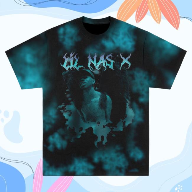 Official Lil Nas X Merch Store Lil Nas X Black & Blue Tie-Dye Tshirt Lil Nas X Apparel Clothing Shop LilNa