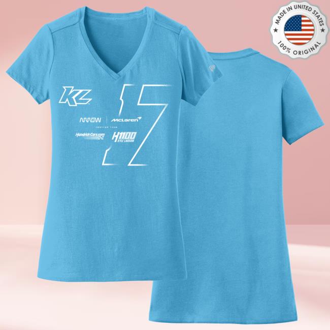 Kyle Larson Official Online Store Merch Kl17 Design- Ladies Sky Blue V-Neck Tees