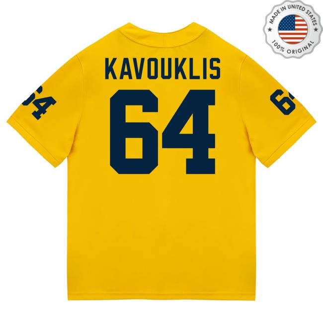 Michigan Wolverines #64 James Kavouklis Student Athlete Maize Football Jersey T Shirt The M Den Shop