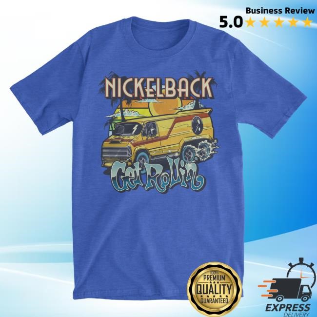 Official Nickelback Merch Nickelback Get Rollin' Cover Royal Blue Tshirt Nickelback Apparel