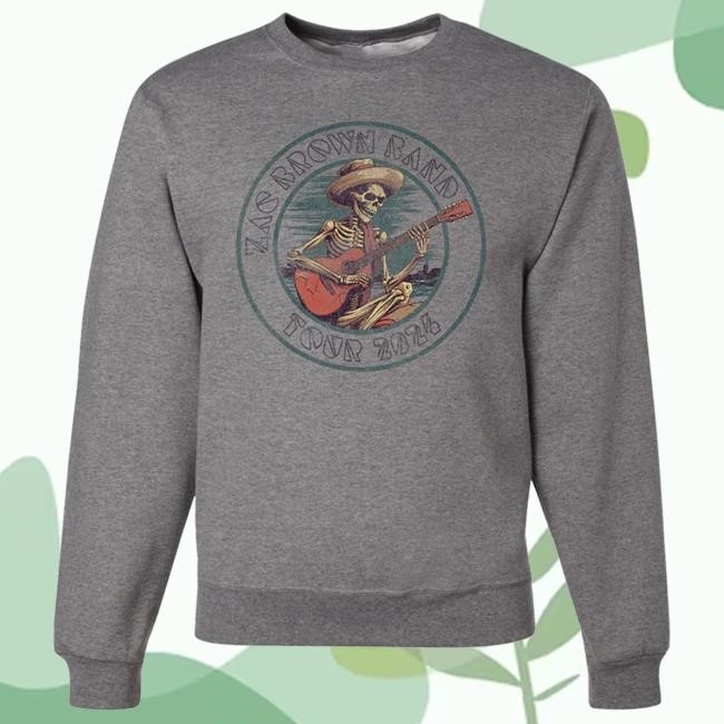 Official Zac Brown Band Apparel Store Skeleton Guitar Crew Neck Sweatshirt Zac Brown Band