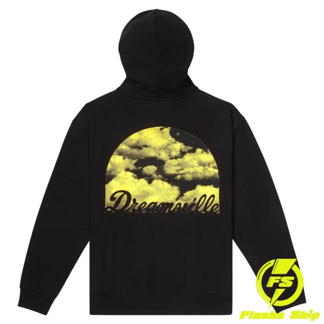 Official Dreamville Merch Limited Edition Surreal Sky Classic D Logo Pull Over Hoodie BlackDreamville Records