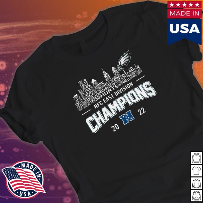 Official Philadelphia Eagles Player Names Skyline NFC East Division Champions 2022 Long Sleeve Tee