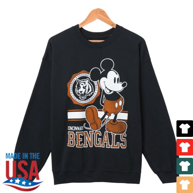 Official Junk Food Apparel Clothing Store Shop Junkfoodclothing Cincinnati Bengals Footbal Logo Mickey Mouse Crew neck