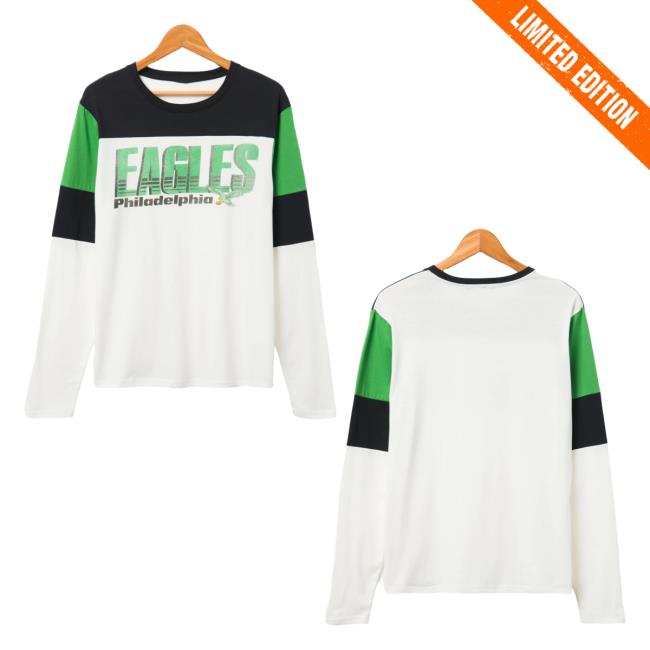 Official Junk Food Apparel Clothing Store Shop Junkfoodclothing Philadelphia Eagles Zone Blitz Long Sleeve Tshirt Sugar/True Black/Kelly