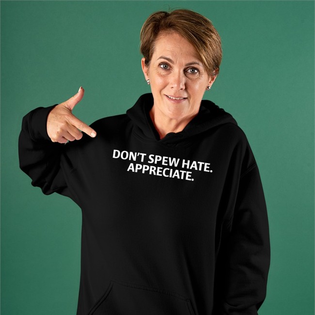 Don't Spew Hate Appreciate Hoodie Brett Griffin Couch Racer Shop Merch Don't Spew Hate Appreciate Shirt Brett Griffin