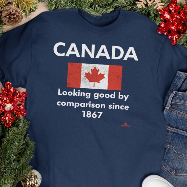 Canada Looking Good By Comparison Since 1867 Hooded Sweatshirt The Beaverton The Beaverton Merch Black Canada Looking Good By Comparison Since 1867 T Shirt