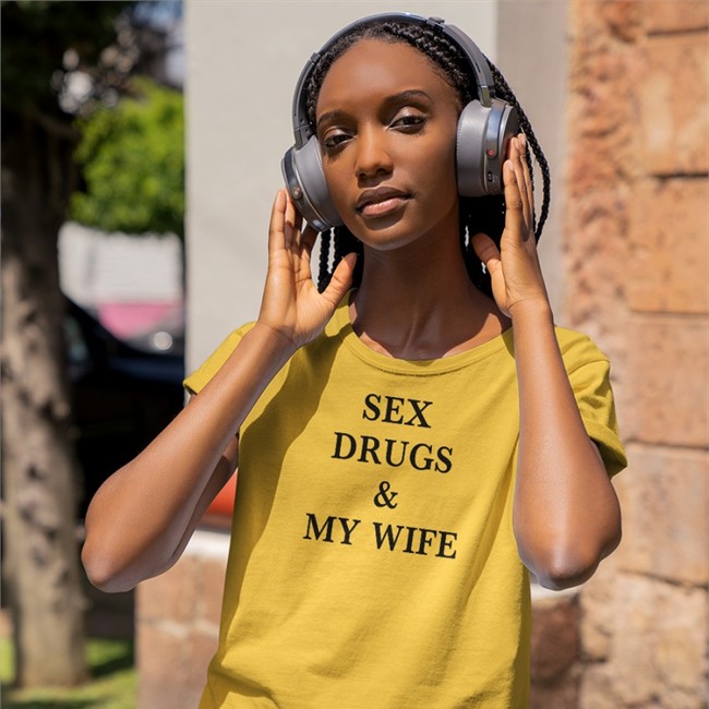 Shirts That Go Hard Sex Drugs & My Wife Hat Shirts That Go Hard Merch Sex Drugs & My Wife V Neck T Shirt