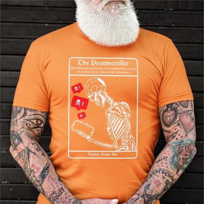The Doomscroller Cap Vanity Scare Art Shop The Doomscroller Tee Vanity Scare Art Shop