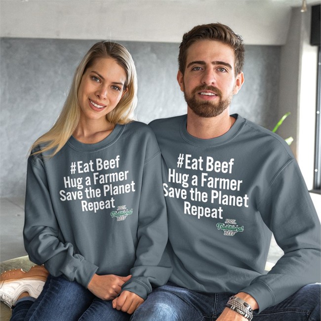 Eat Beef Hug A Farmer Save The Planet Repeat 100% Traditional Beef Shirts Free The Nipple