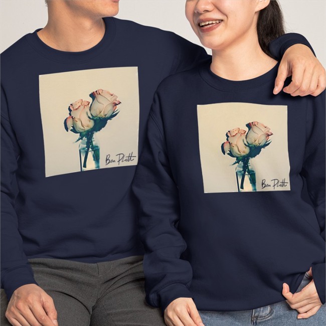 Benplattmusic Store Merch Ben Platt Rose Hoodie Light Blue