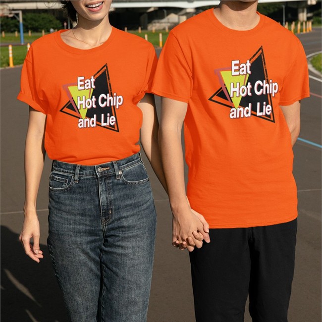 Shirtsthtgohard Eat Hot Chip And Lie Baseball Sleeve Tee