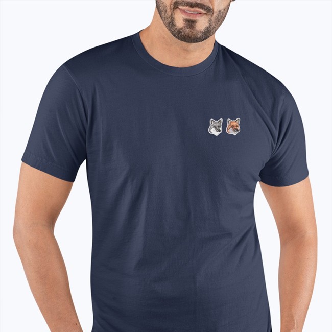 Lee Je-No Double Fox Head Patch Shirt 2022 Black Maison Kitsune Merch Lee Je-No Double Fox Head Patch Tee Shirt Black Maison Kitsune Merch