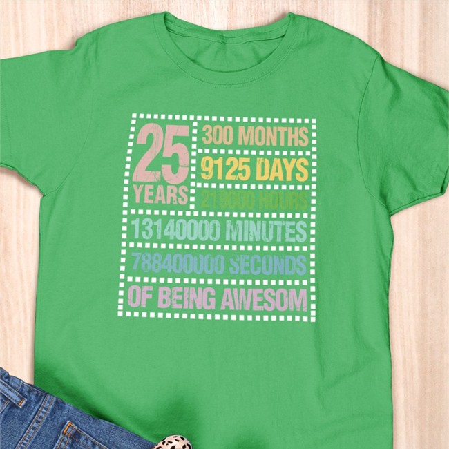 25 Years Of Being Awesom Shirt Pengu 25 Years300 Months 9125 Days 219000 Hours 13140000 Minutes 788400000 Seconds Of Being Awesom Long Sleeve Tee Pengu