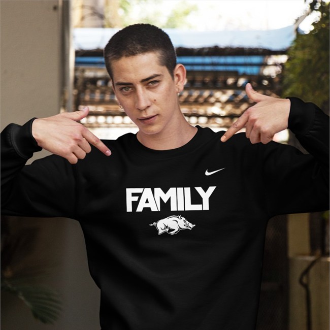 Family Long Sleeve Black Arkansas Razorback Family Sweatshirts Michael Musselman