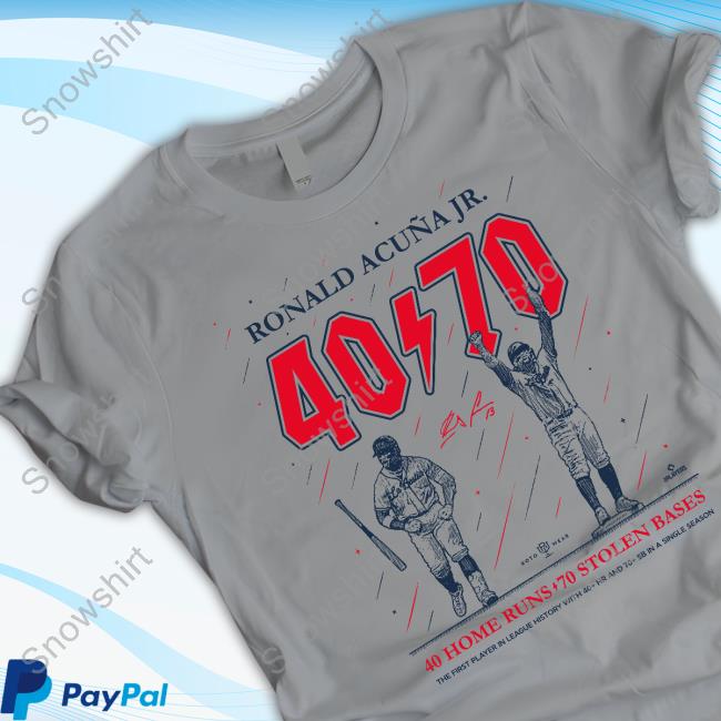Official Rotowear Ronald Acuña Jr 40 70 40 Home Runs 70 Stolen Bases Shirt
