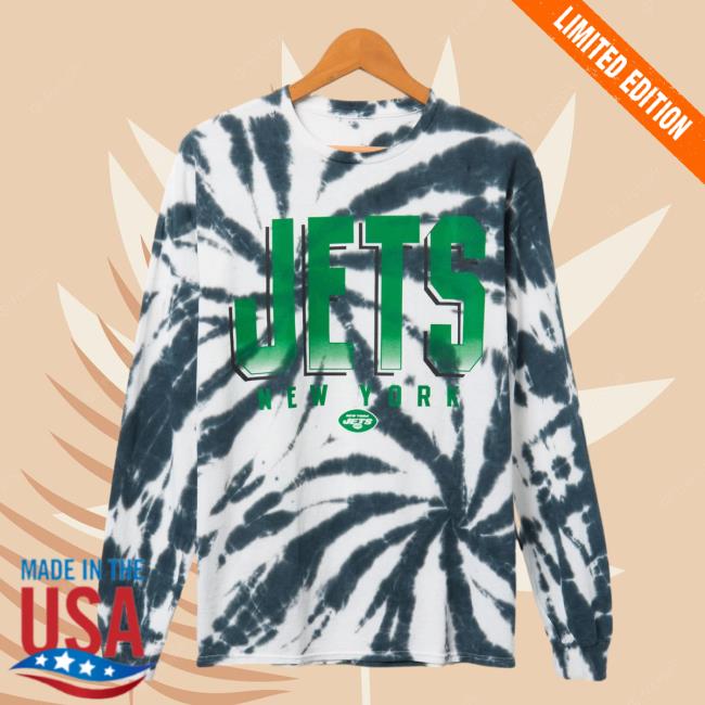 Official Junk Food Apparel Clothing Store Shop Junkfoodclothing New York Jets Game Time Tie Dye L/S T Shirt True Black Tie-Dye