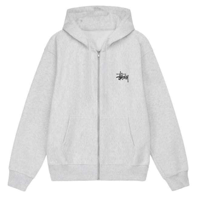 Stussy Clothing Store Shop Merch Basic Stüssy Zip Up Pullover Sweatshirt Ash Heather Apparel